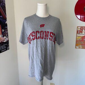 Vintage Distressed Grey University of Wisconsin T Shirt